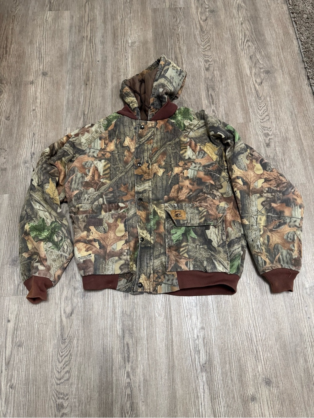 Vintage Duxbak Camouflage Bomber Jacket Hooded Utility Outdoor Hunting XL Reg